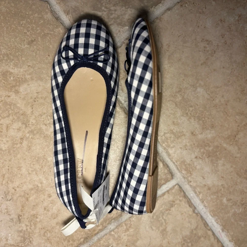 NWT J Crew Crewcuts Girls Gingham Check Ballet Flat Classic Preppy Spring Summer